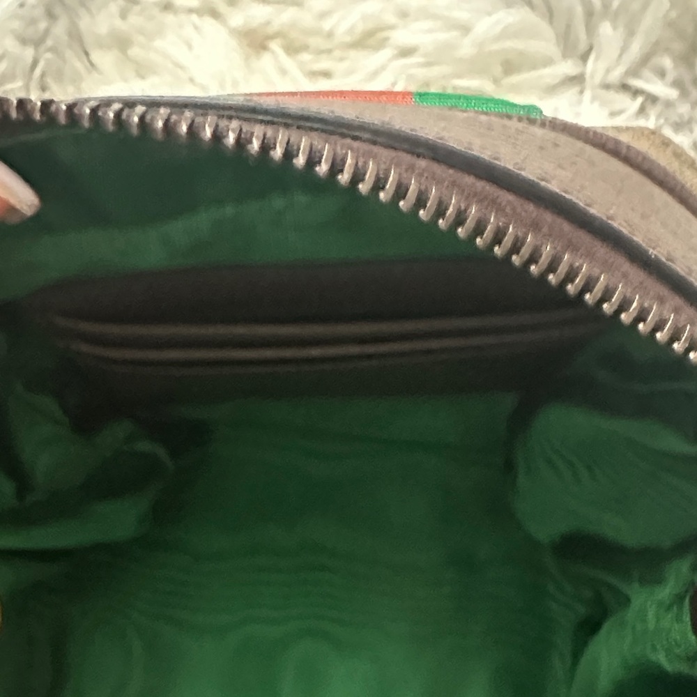 Gucci Brown Monogram Pouch with Green and Red Stripe and Gold Butterfly - Picture 4 of 4